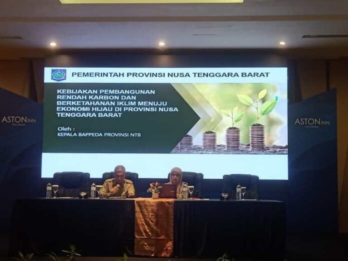 NARASUMBER-Kepala Bappeda Provinsi NTB, H Iswandi, saat menjadi narasumber dalam kegiatan Lokakarya dan Bimbingan Teknis Penyusunan Dokumen PRKBI, Senin 29 April 2024 lalu (Ekbis NTB/ist )