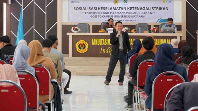 Sosialisasi keselamatan ketenagalistrikan dalam rangka Peringatan Bulan K3 di Universitas Mataram(ekbisntb.com/ist)