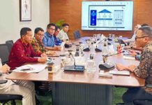 Dompu Upayakan Pembiayaan Kreatif Melalui Pinjaman Daerah ke PT SMI (Ekbisntb/ist) PERTEMUAN - Bupati Dompu, Bambang Firdaus (paling kiri) didampingi Kepala BPKAD Kabupaten Dompu, Muhammad Syahroni dan pejabat teknis lainnya melakukan pertemuan degan pejabat PT SMI di kantornya di Jakarta