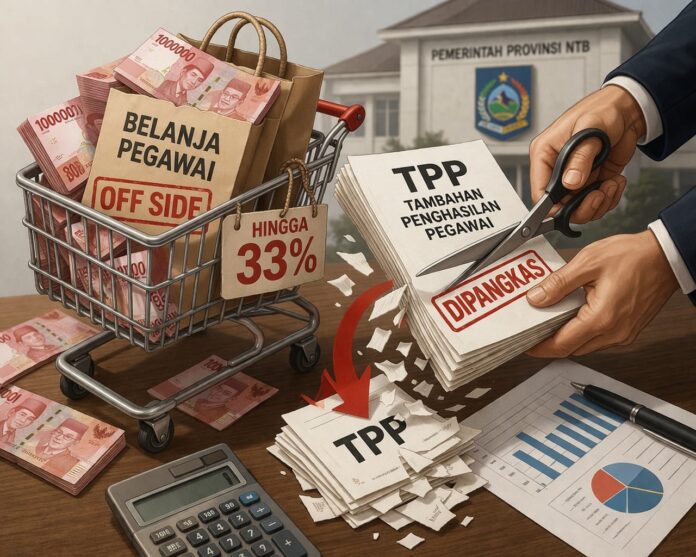 Ilustrasi pemangkasan TPP Pemprov NTB. (Suara NTB/artificial intelligence)