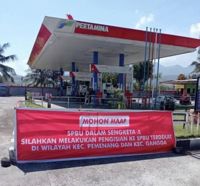 Eksekusi tiga SPBU di tiga kecamatan di Kabupaten Lombok Utara, pada Rabu (15/4/2026). (Suara NTB/ist)