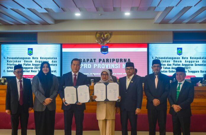 NOTA KESEPAKATAN - Gubernur dan DPRD NTB teken nota kesepakatan KUA-PPAS APBD tahun anggaran 2027 (Suara NTB/ist)