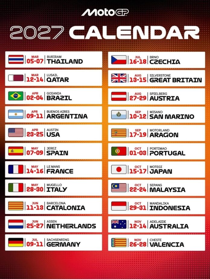 Jadwal Sementara MotoGP 2027 Dirilis, GP Indonesia Digelar Akhir Oktober
