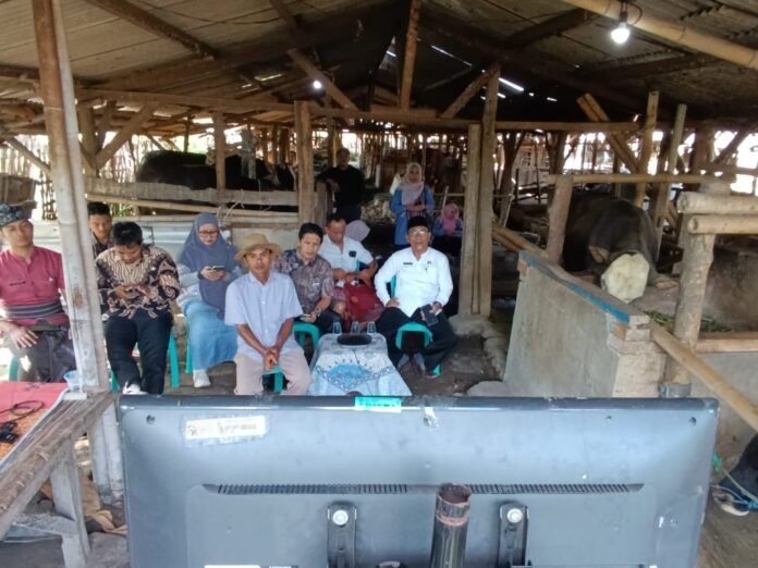 BERSAMA - Sahirudin bersama Kepala Dinas Peternakan dan Kesehatan Hewan Lotim, H. Masyhur saat berada di kandang ternak Sahirudin di Kelurahan Kelayu Jorong, Lotim. (Ekbis NTB/ist) Bisnis Ternak Sahirudin Berkembang Lewat Program “Lotim Berkembang”