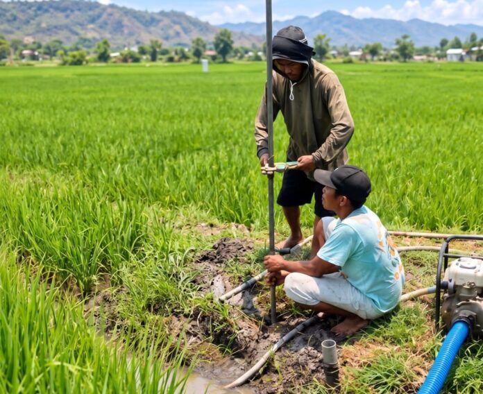 SUMUR BOR - Pengeboran sumur bor dangkal sedalam 10 meter di Kelurahan Matakando, Kecamatan Mpunda, Kota Bima, untuk membantu memenuhi dan mendukung ketersediaan air irigasi di tengah kemarau panjang. (EKBIS NTB/ist) Antisipasi Dampak El-Nino
